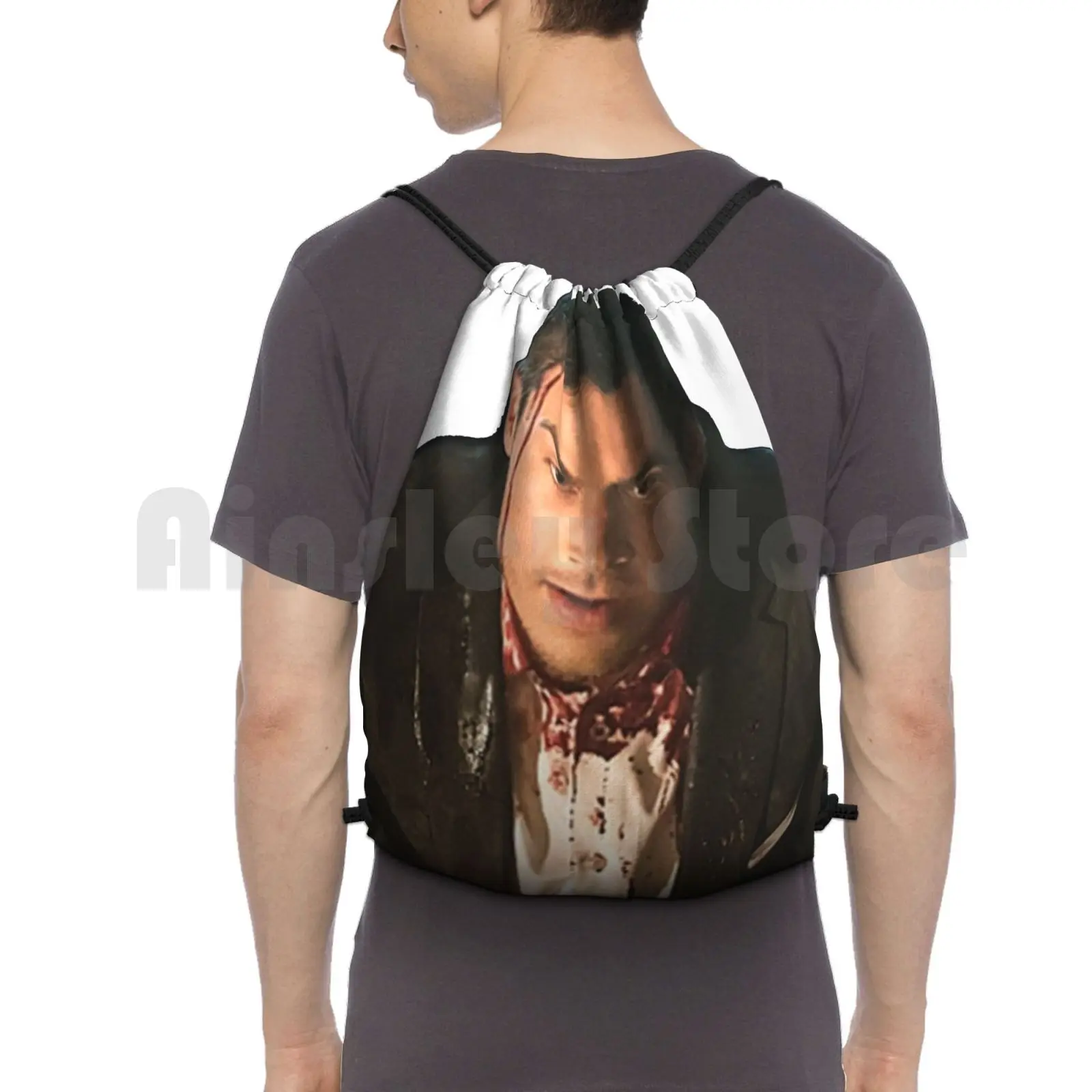 Kai Parker Backpack Drawstring Bag Riding Climbing Gym Bag  Iconic Quote Damon Salvatore Salvatore Damon Salvatore Iconic