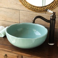 Retro countertop basin round Jingdezhen ceramic art basin washbasin creative basin LO628527