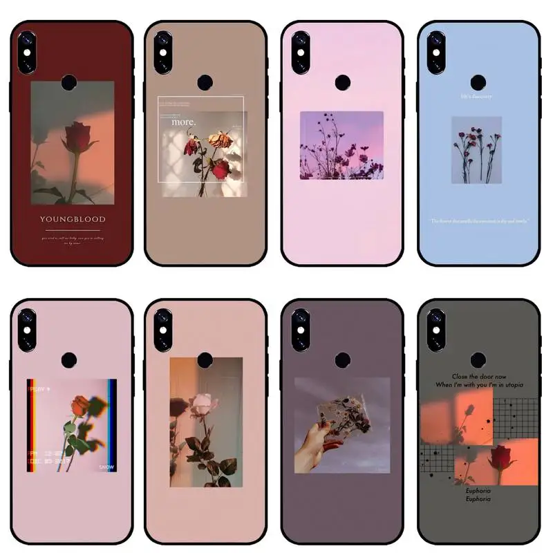 

Phone Case For Xiaomi Redmi note 7 8 9 pro 8T 9A 9S Mi Note 10 Lite pro flower Art rose daisy