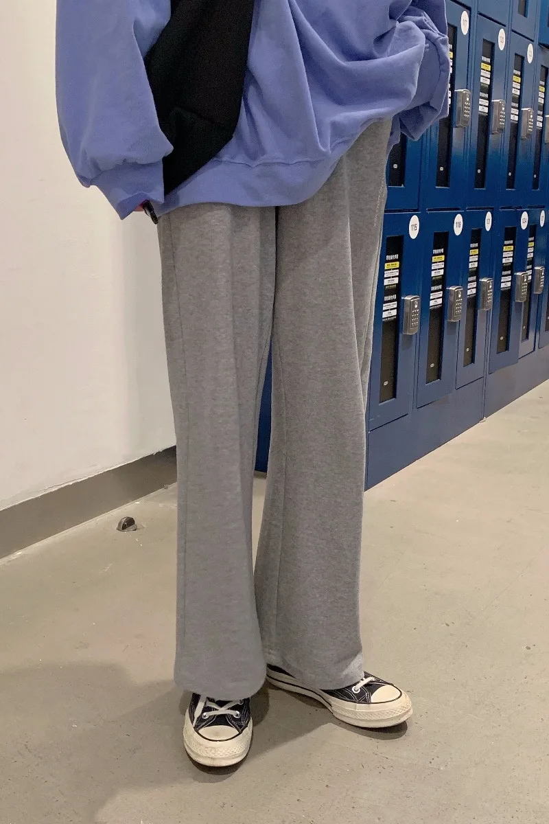 

Korea-style Chic Academy Girl Sweetwear Long Trousers Loose Elastic Waist Letter Printing Casual Sports Pants for Women