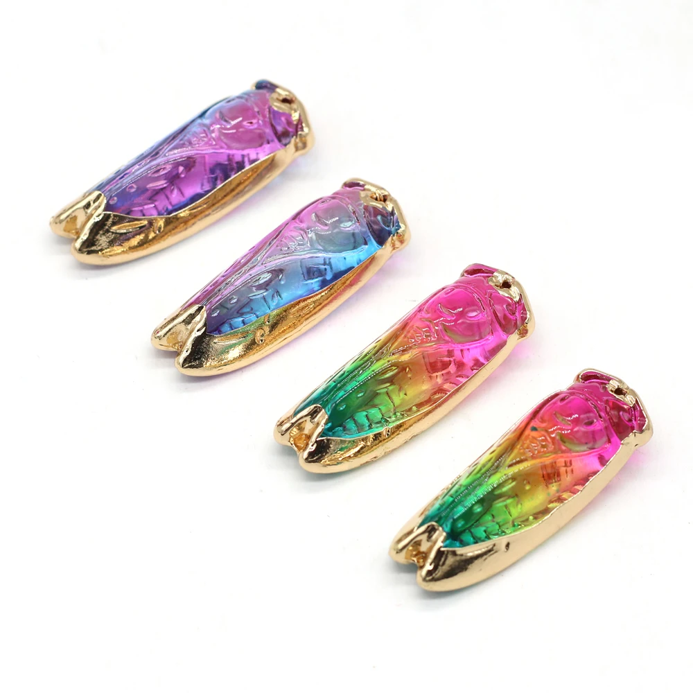 

Wholesale6PCS Hot Natural Semi-precious Stone Crystal Gilt Edge Holed Pendant Making DIY Exquisite Necklace Earring Jewelry Gift