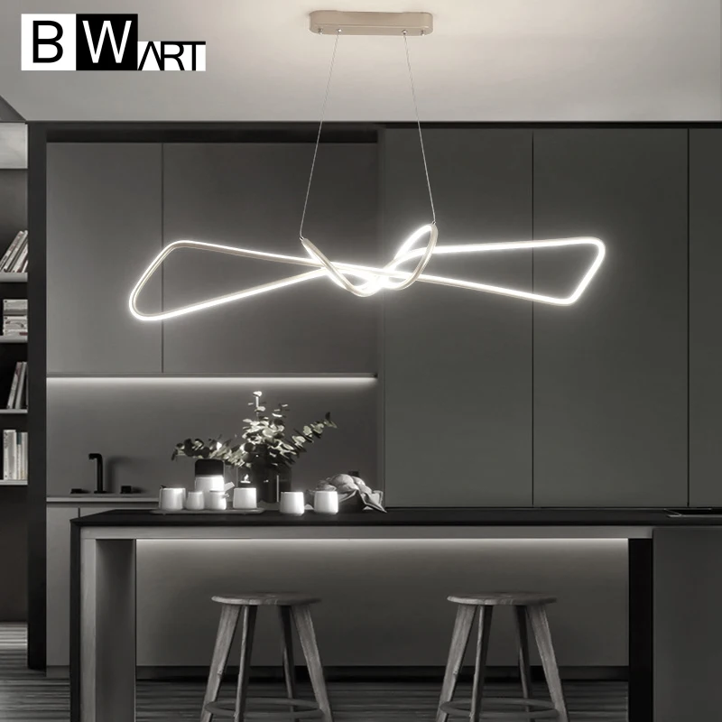 

BWART Modern Led Chandelier Lighting For Dining Kitchen Room Bar Home Deco Remote Control Pendant Chandelier Fixture Gold Black