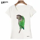 Классическая Летняя женская футболка с принтом попугаев и птиц, с коротким рукавом