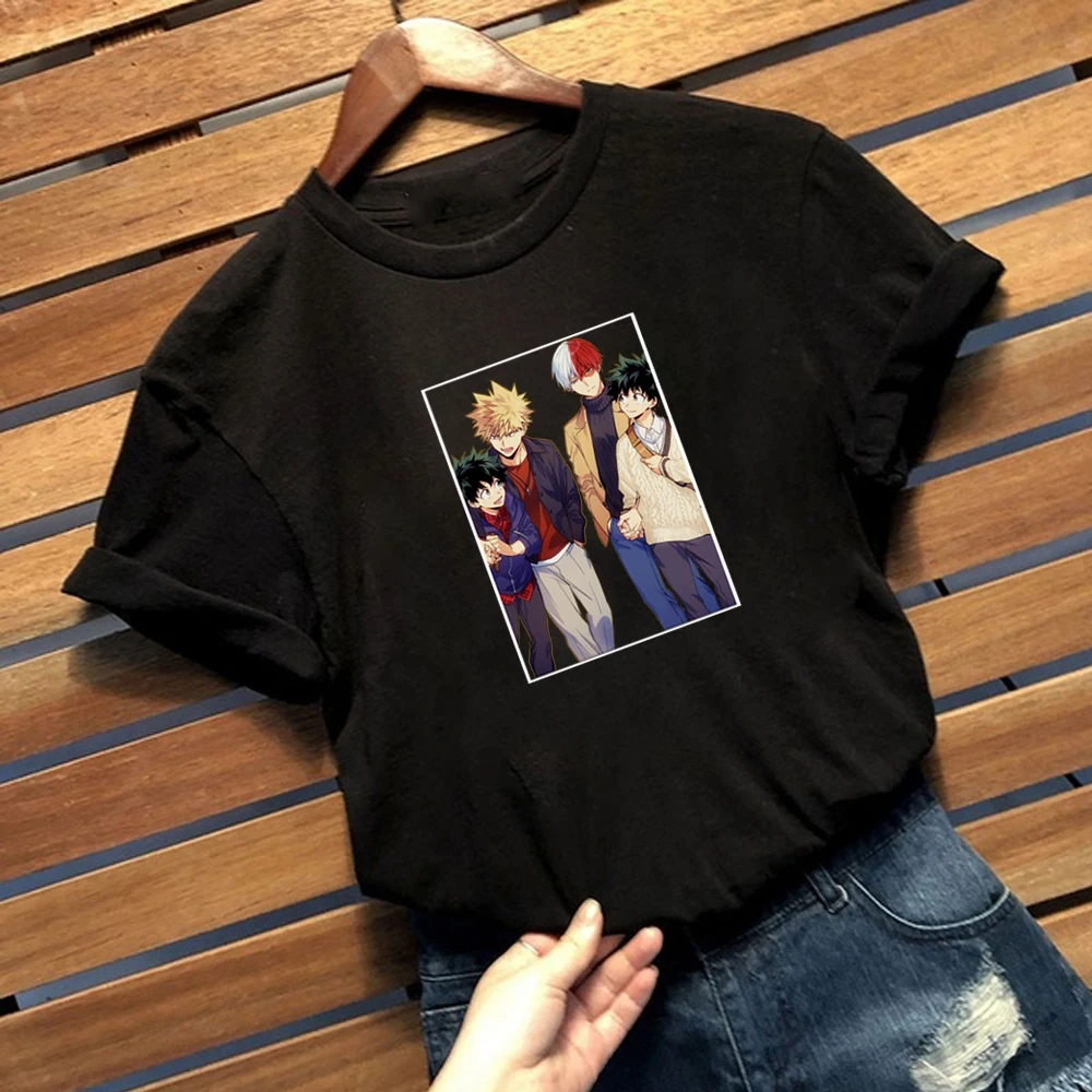 

Футболка моя геройская академия, модная Популярная свободная Мужская и женская футболка с коротким рукавом