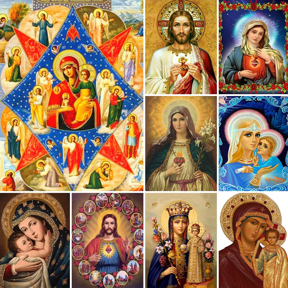 

5D DIY Diamond Painting Full Drill Religious Icons Cross Stitch Set Embroidery Mosaic Religion Art Picture of Rhinestones Decor