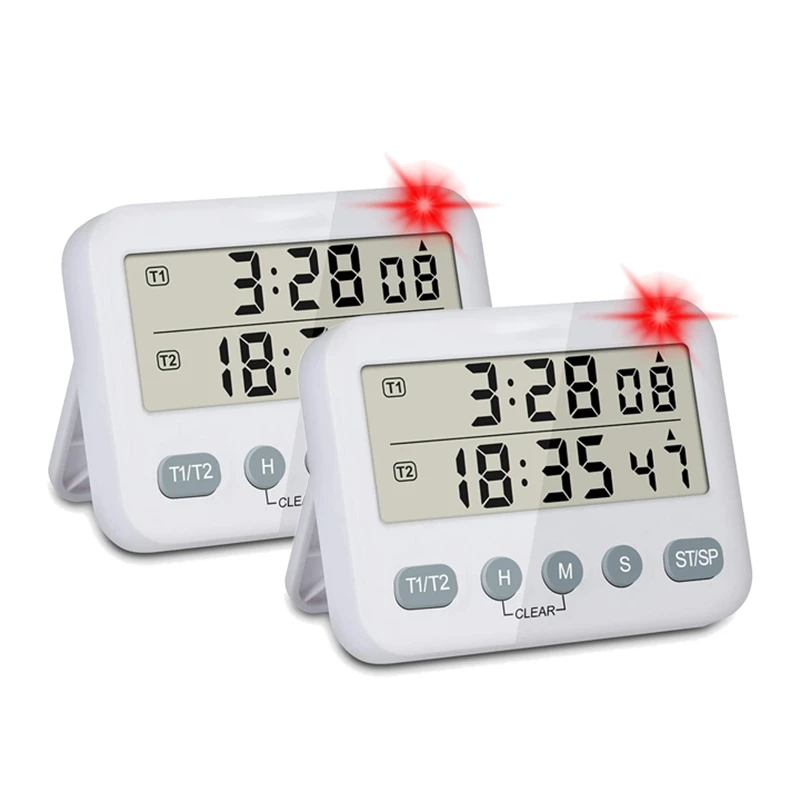 

2Pcs Dual Kitchen Timer Digital Timers For Cooking Timer Time Timer Clock Pomodoro Timer Countdown Timer For Kids