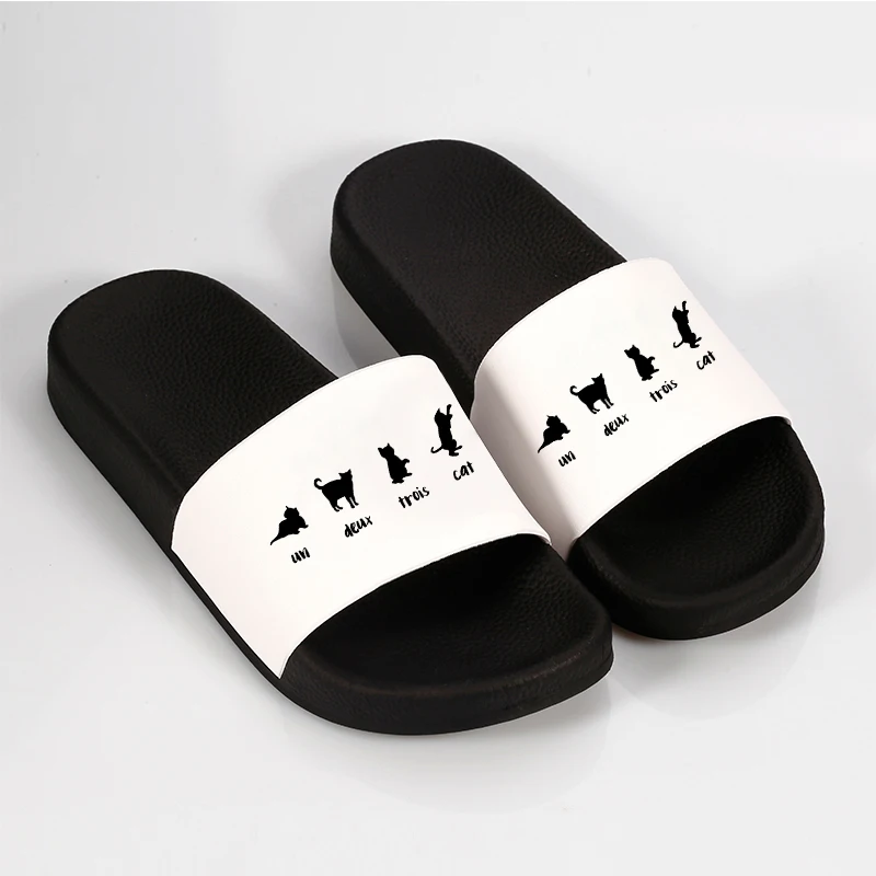 

Summer Women Shoes Home Slippers Cartoon Cute Cat Print Thick beach Non-slip Slides Indoor Sandals Fashion Ladies shoes 2021