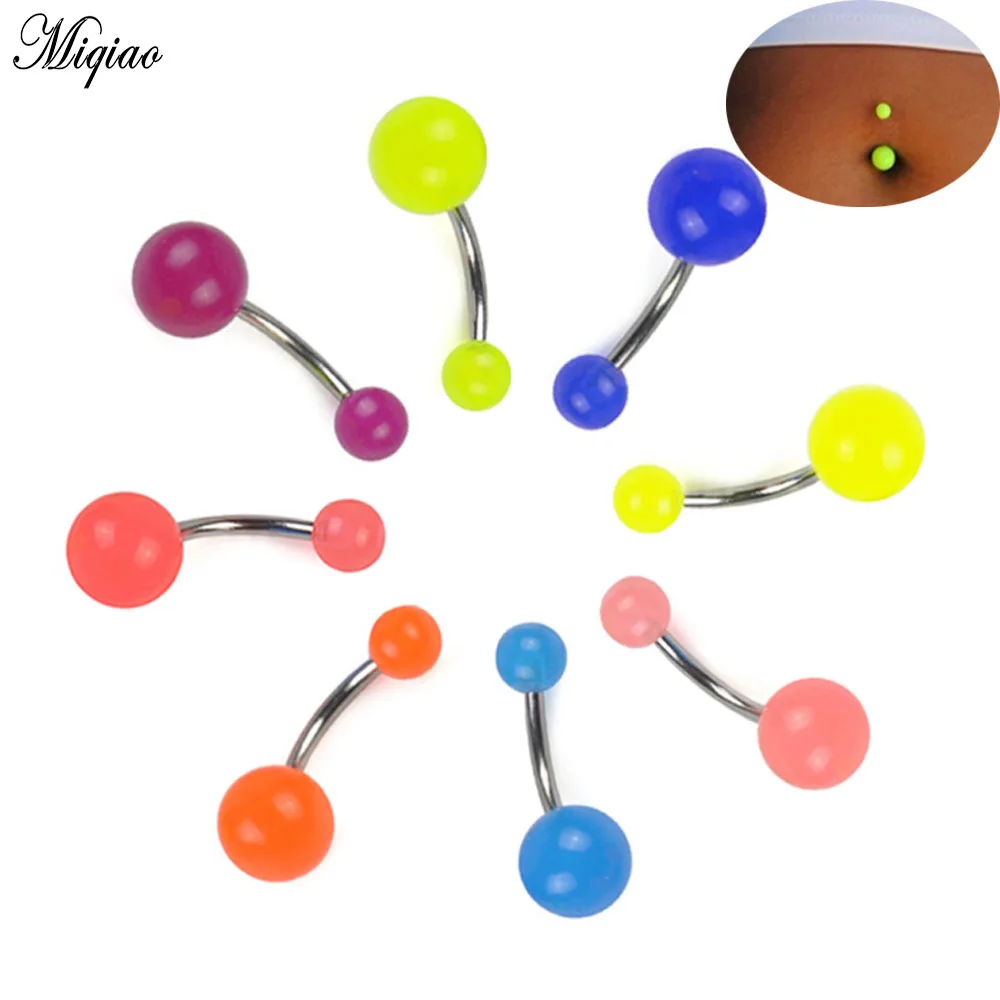 

Miqiao 1 Pcs Hot Selling European and American Trend Piercing Accessories Acrylic Luminous Belly Button Nail
