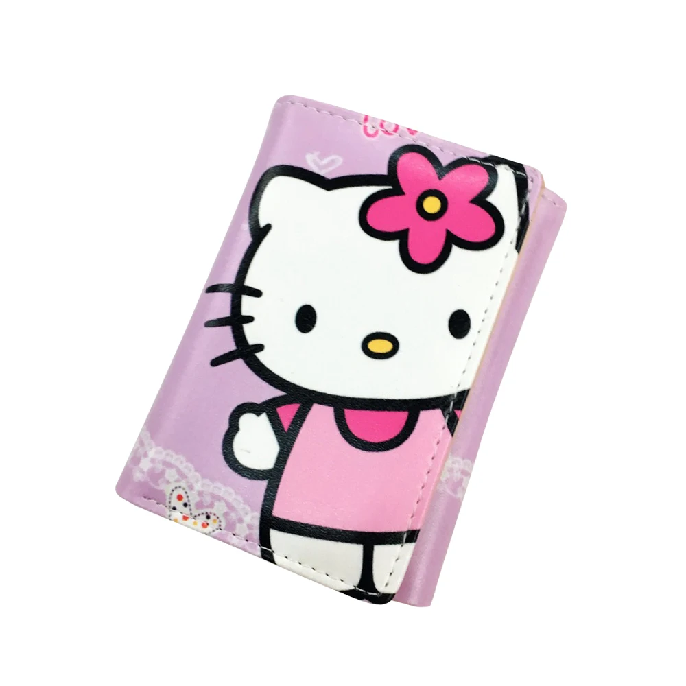 Новый дизайн модный розовый милый котенок Pu короткий кошелек карман три сложения