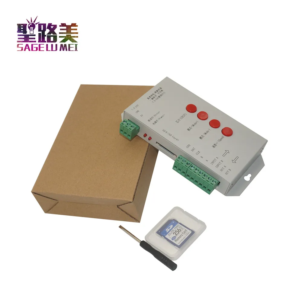 Sd карта T1000S WS2801 WS2811 WS2812B LPD6803 светодиодный контроллер 2048 пикселей DC5 ~ 24 В RGB с