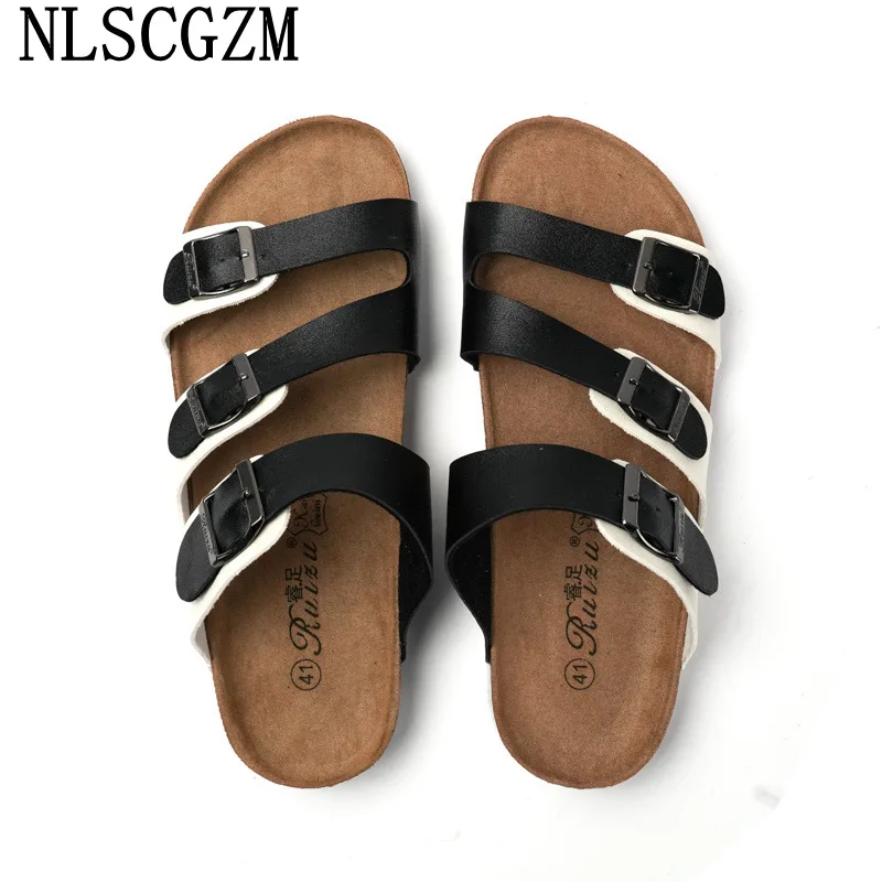 Кожаные шлепанцы для мужчин 2024 сланцы мужская обувь тапочки Мужская Летняя