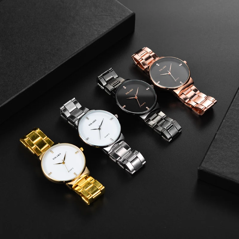 Высококлассные женские кварцевые часы из нержавеющей стали простые