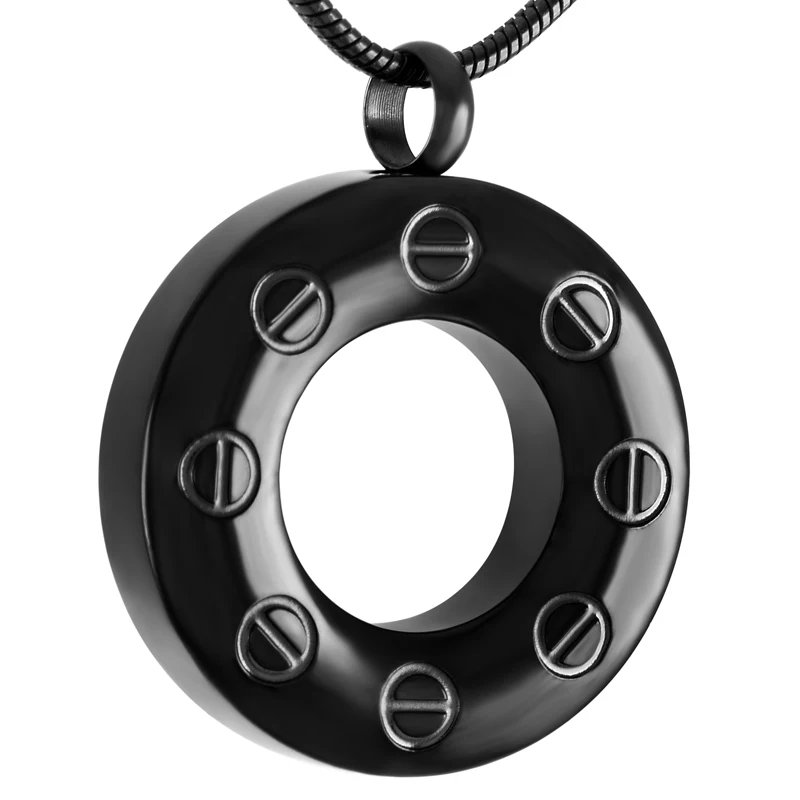 

IJD9209 Circle Round Stainless Steel Cremation Pendant for Ashes Urn Keepsake Memorial Necklace Jewelry