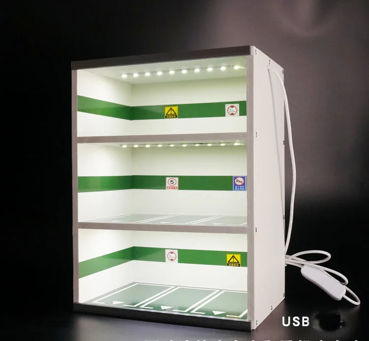 Подземная стоянка в масштабе 1:43 3-х уровневый шкаф для гаража демонстрационный