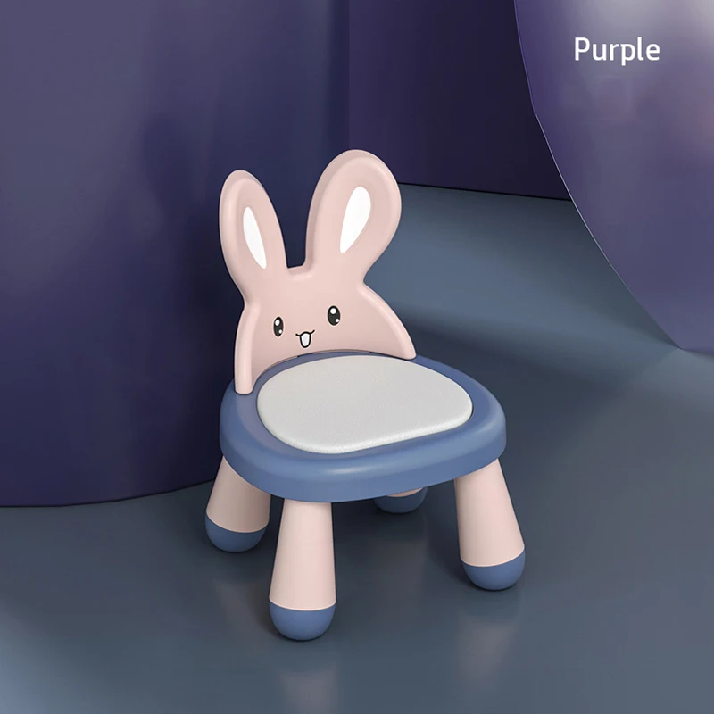 

High Quality Plastic Small Chair Non-Slip Dining Chair for Baby Kids Children Stool Rabbit Crown Backrest