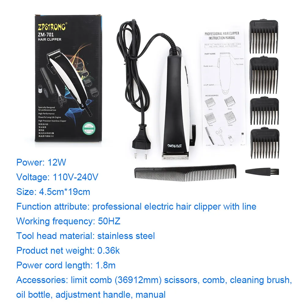 

Hair Clippers Stainless Steel Fashion Barber Trimmers Black