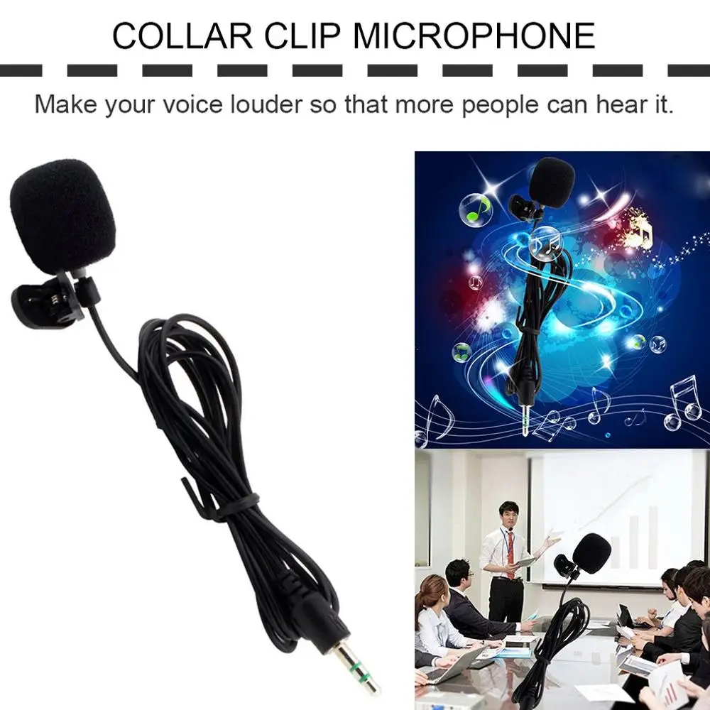 

Portable Mini 3.5mm Microphone Hands-Free Wired Collar Clip Lapel Lavalier Microfone for Lectures Teaching Loud Speaker