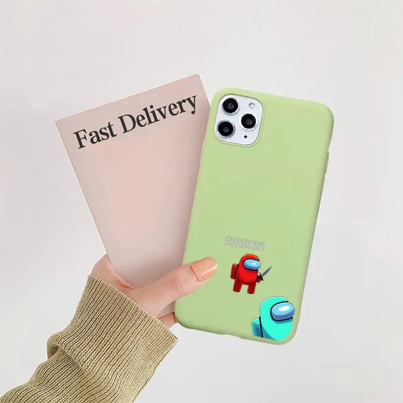 

Among Us funny cartoon game Phone Case Candy Color for iPhone 11 12 mini pro XS MAX 8 7 6 6S Plus X 5S SE 2020 XR