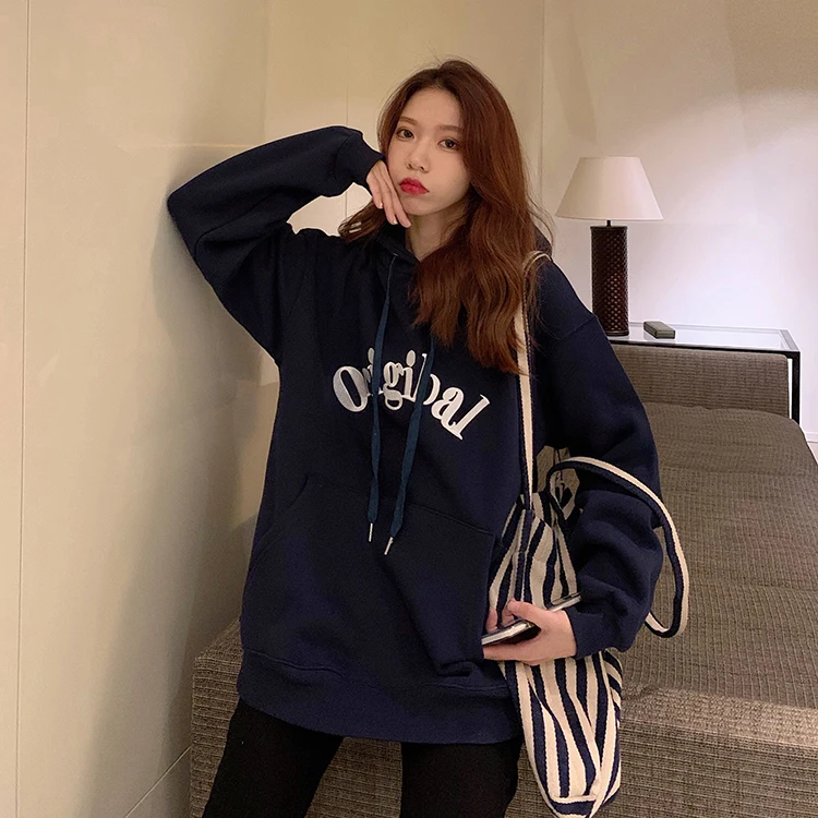 

WERUERUYU 2020 winter Casual Fleece women Hoodies Sweatshirts long sleeve girl Pullovers loose Hooded Female thick coat