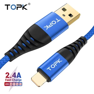 TOPK AN42 USB кабель для iPhone 11 Pro Max Xs Max 8 7 6 Plus 5 5s iPad Быстрая зарядка кабель для мобильного телефона 1 м 2 м 3 м