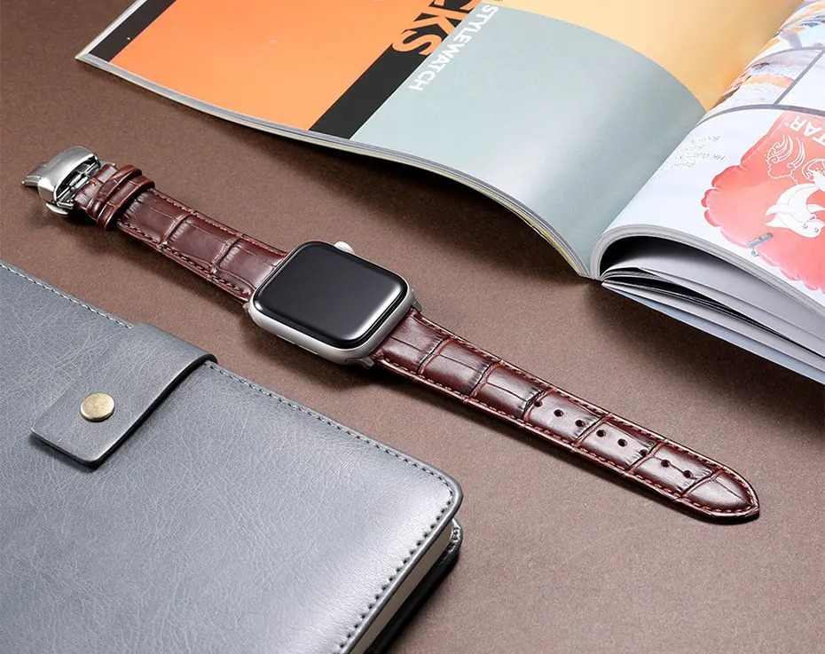 UTHAI A05 ремешок из натуральной кожи для Apple Watch 42 мм 38 мм 44 мм 40 мм сменный ремешок для iWatch 4 3 2 1 браслет