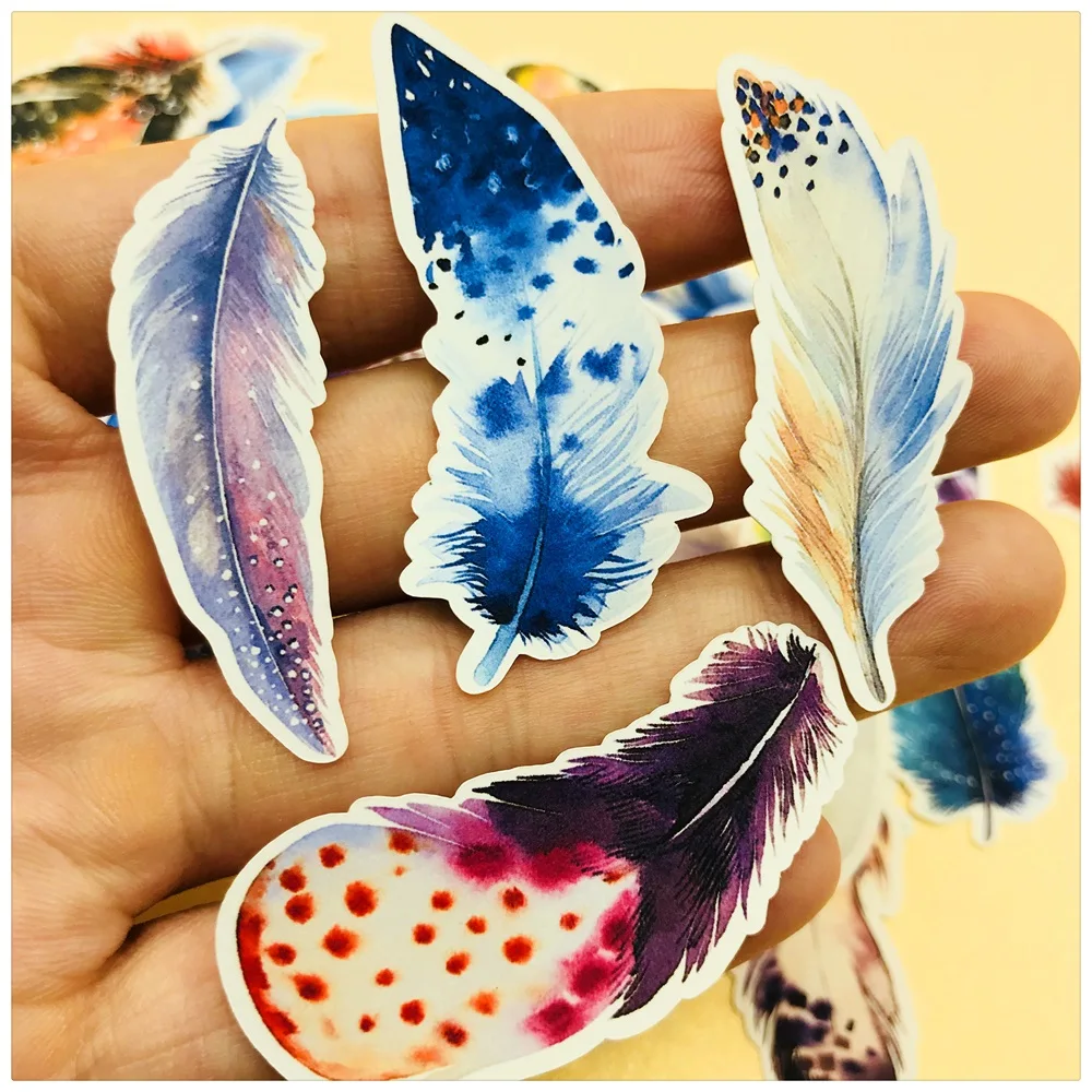 

44Pcs/Set Vintage Colorful Feather Sticker DIY Craft Scrapbooking Album Junk Journal Happy Planner Decorative Stickers
