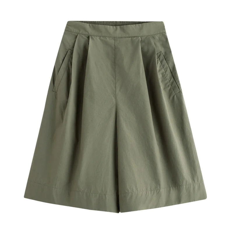 

INMAN Summer Bottom Women Wide Leg Short Toursers Bermuda Loose Nipped Fold Lady Office Style Unruly Suit Pants