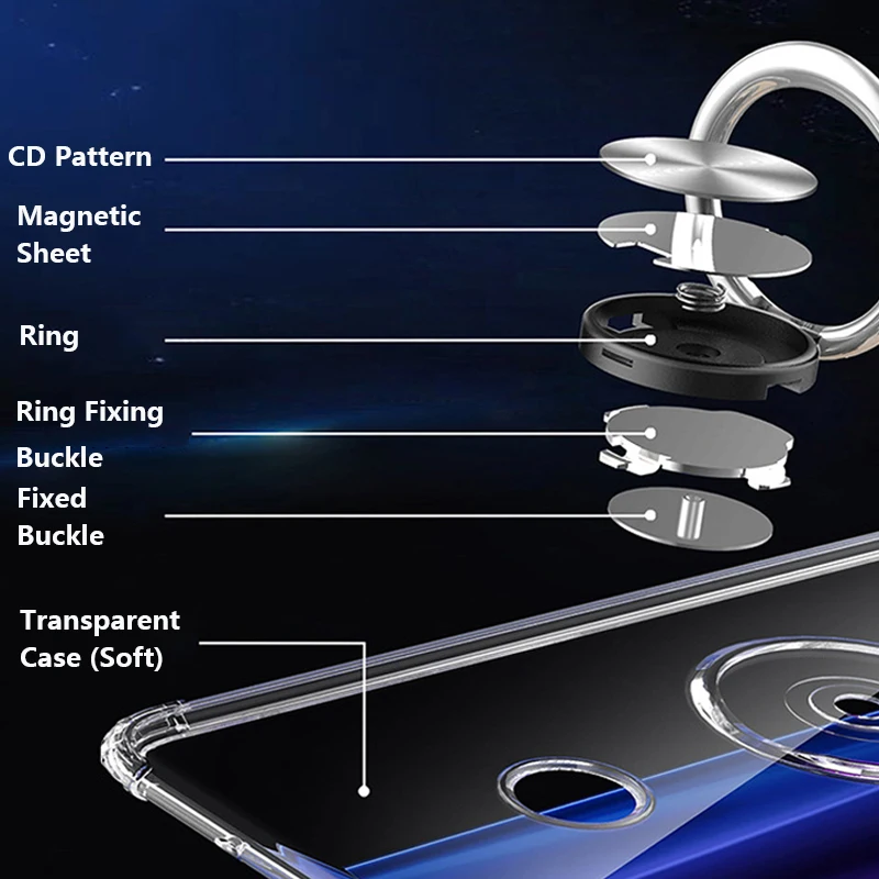For Huawei Honor 8x case cover phone cases max TPU silicone 360 ring 8 x Transparent Car honor8x on coque Support Flip |