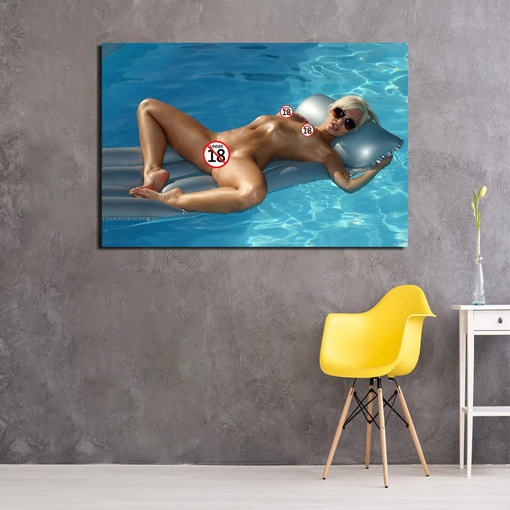 Sexy Girl in The Swimming Pool Photo Decorative Posters and Prints Canvas Painting Wall Art Picture For Living Room Decor