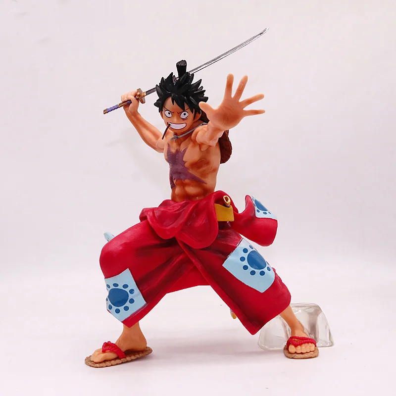 

23cm Action Figures Luffy Kimono Wonokuni Fighting Position Removable Interchangeable Hands and Swords PVC Action Figures Dolls