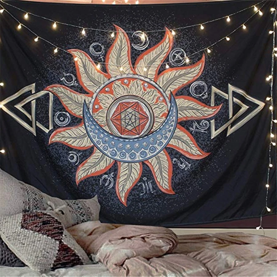 Художественный настенный гобелен ткань психоделический Таро принт Луны черепа