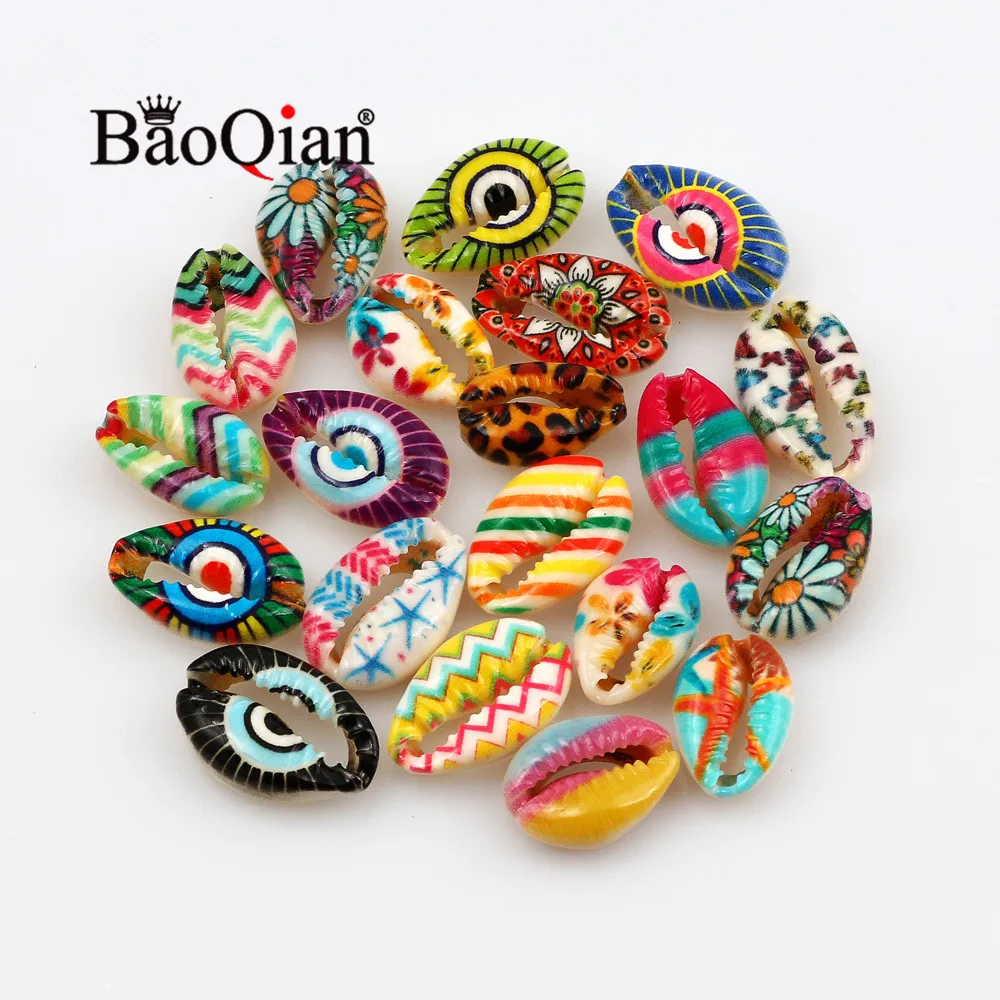 Бусины разделители росписи в виде натуральной ракушки 10 20 мм шт./лот|Ракушки и