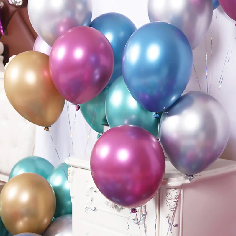 50 шт 12 дюймов золотого серебряного черного цвета металла латексные шарики