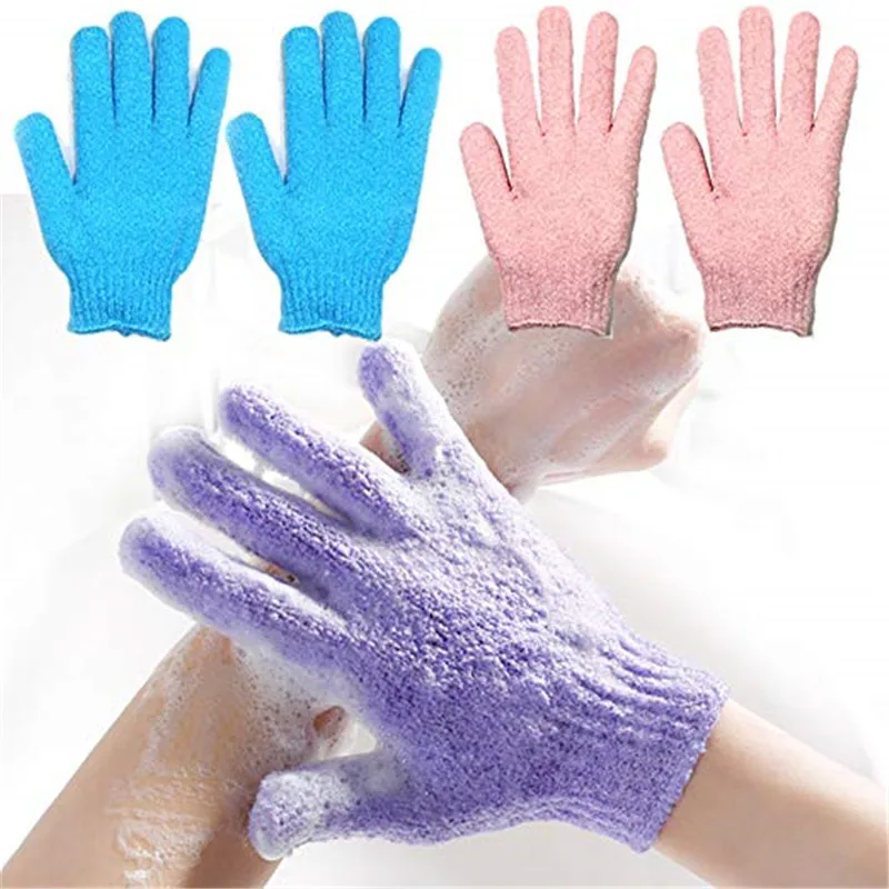 

4 Pair Shower Bath Gloves Exfoliating Wash Skin Spa Mage Body Scrubber Cleaner
