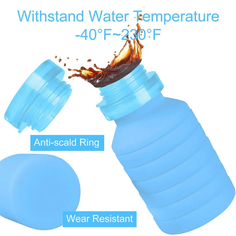 Портативная Складная Силиконовая телескопическая Питьевая Бутылка 550 мл