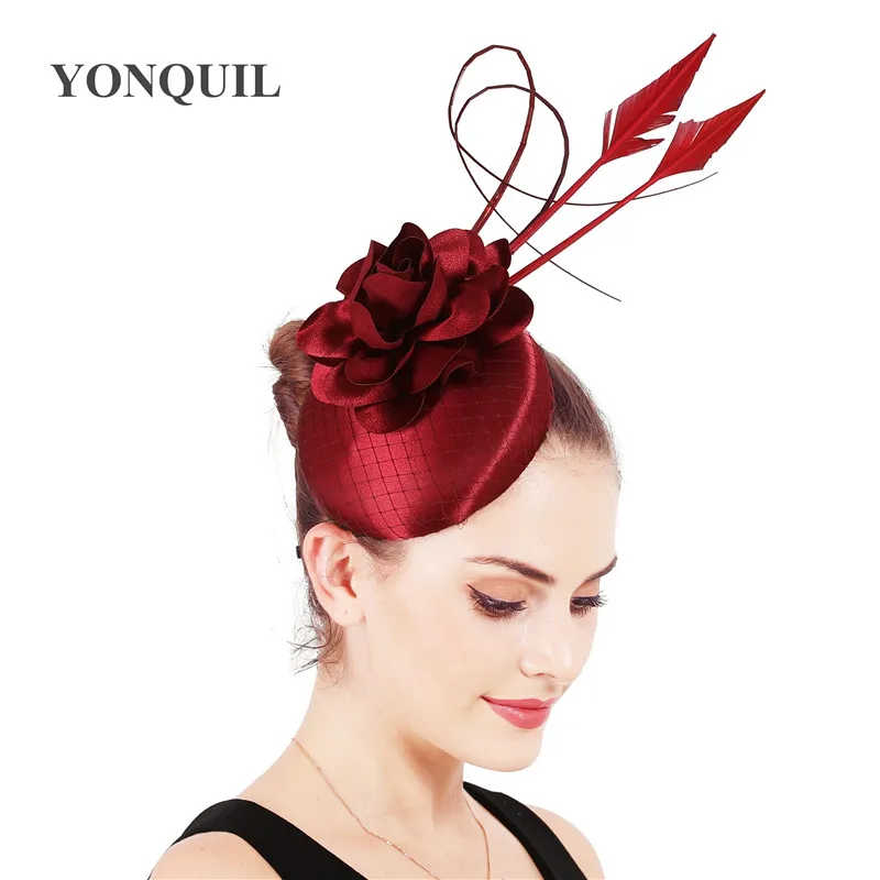 

Satin Mesh Fascinator Wedding Hats For Elegant Womens Party Headpiece Ladies Formal Dress Church Fedora Hats With Hair Clips
