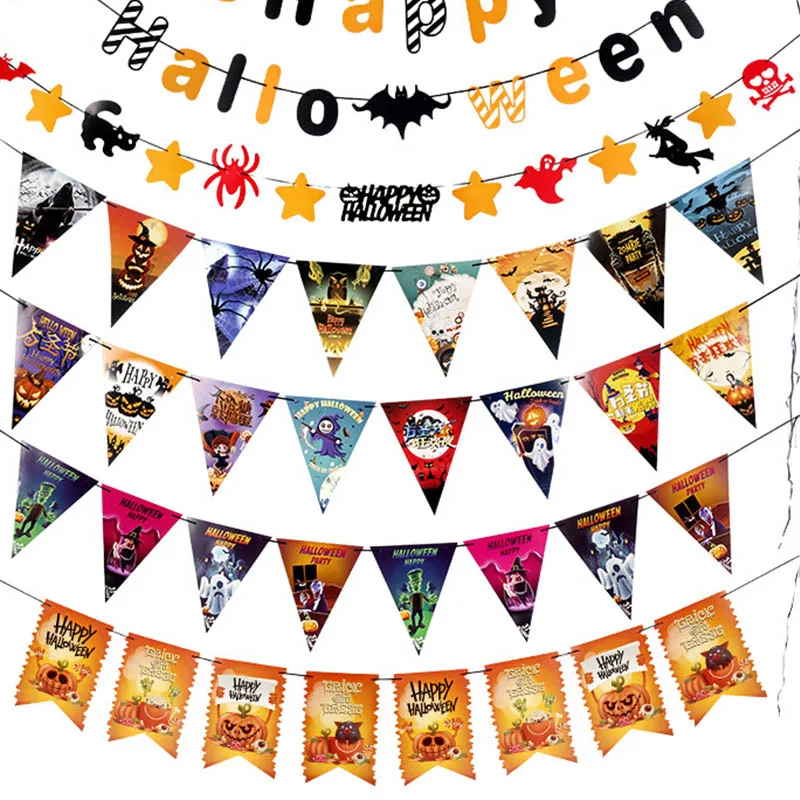 8 шт. декоративный баннер для Хэллоуина мультфильм роспись тыква призрак ведьма