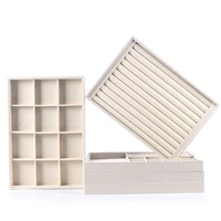 new special beige flannel jewelry tray display ring earrings box bracelet necklace pendant holder case jewlery storage organizer
