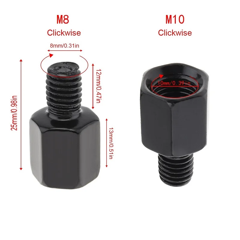 1PC M10-M8 RR 1 шт. зеркальный адаптер M8 M10 10 мм 8 мм Универсальный черный мотоцикл зеркало заднего вида адаптер болт стальной металлический для мотоцикла - Цвет: 1PC M10-M8 RR