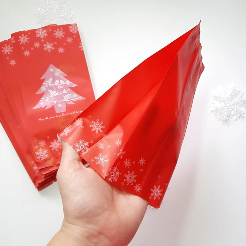 WEIGAO 60pcs Christmas Gift Bags Xmas Tree Plastic Box Packing Bag New Year Kids Favor Candy Navidad Party | Дом и сад
