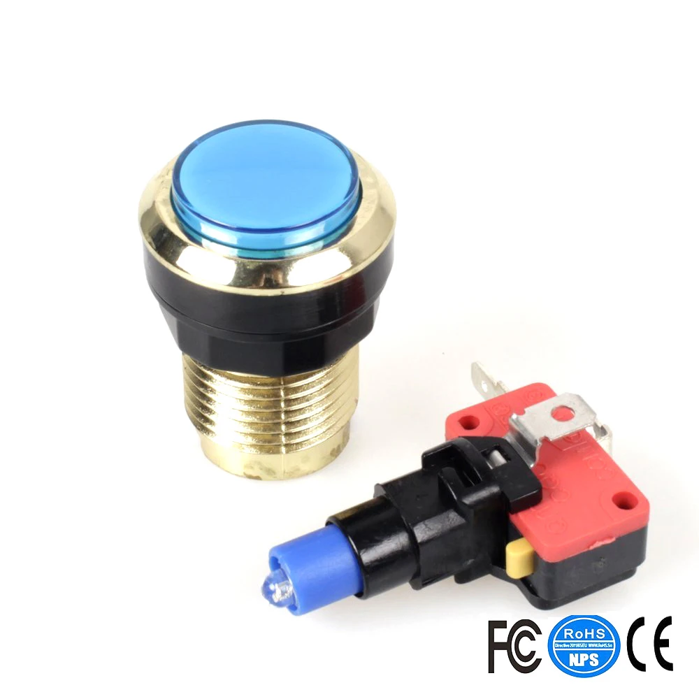 10 шт./лот позолоченный светодиодный кнопочный переключатель 30 мм с отверстиями