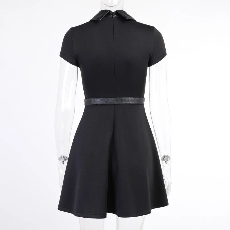 

Dark Style Polo Collar Women Dress Corset Gothic Princess Female Dress Sexy Summer Black Designer Dresses Lady Fashion Girl New