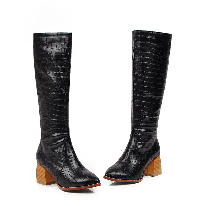 Женские сапоги до колена ASUMER осенне-зимние больших размеров 34-48 с заостренным