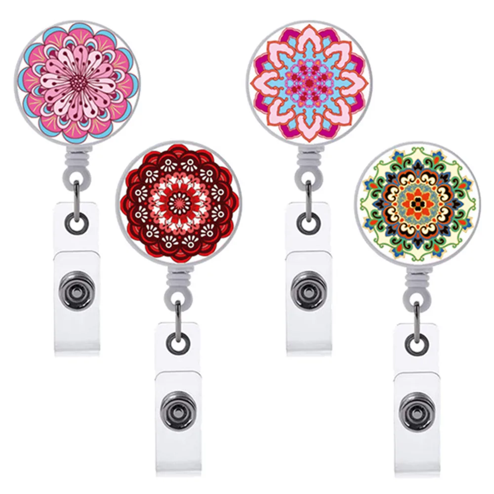 

1pcs Cute flower Retractable Badge Holder Reel Exhibition ID Enfermera Name Card Hospital Office Chest Card