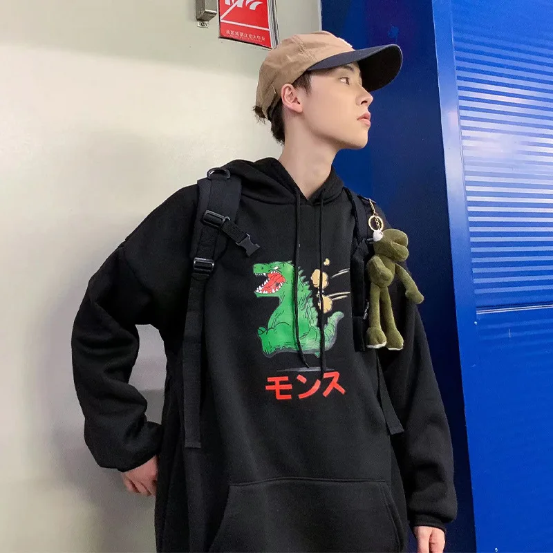 

Толстовка мужская с капюшоном, Модный свитшот с мультипликационным принтом монстра в стиле хип-хоп, Повседневный пуловер в стиле аниме, худ...