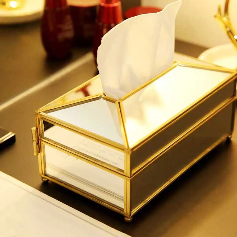 

European Style Metal Mirror Tissue Box Restaurant Kitchen Removable Tissue Napkin Holder Home Decor