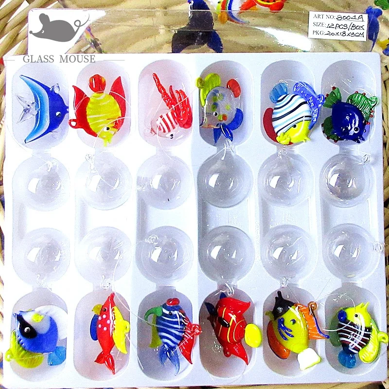 Плавающая стеклянная фигурка рыбы аквариум мини рыбки Ручная дутая лампа для рыб