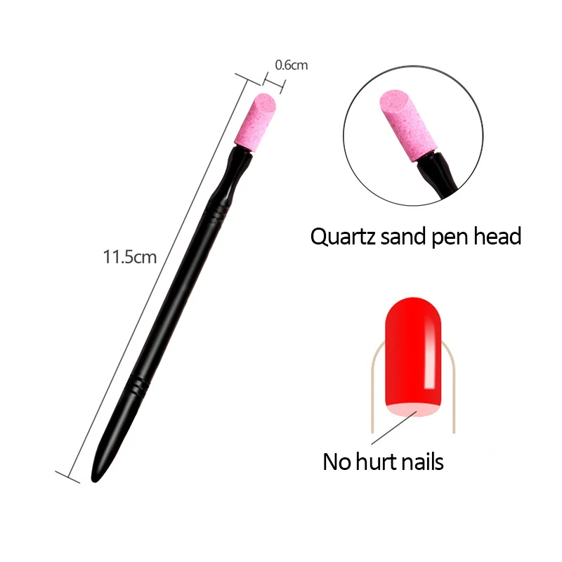 Портативная двойная головка кварцевый камень скраб ручка для кутикулы Кварцевая