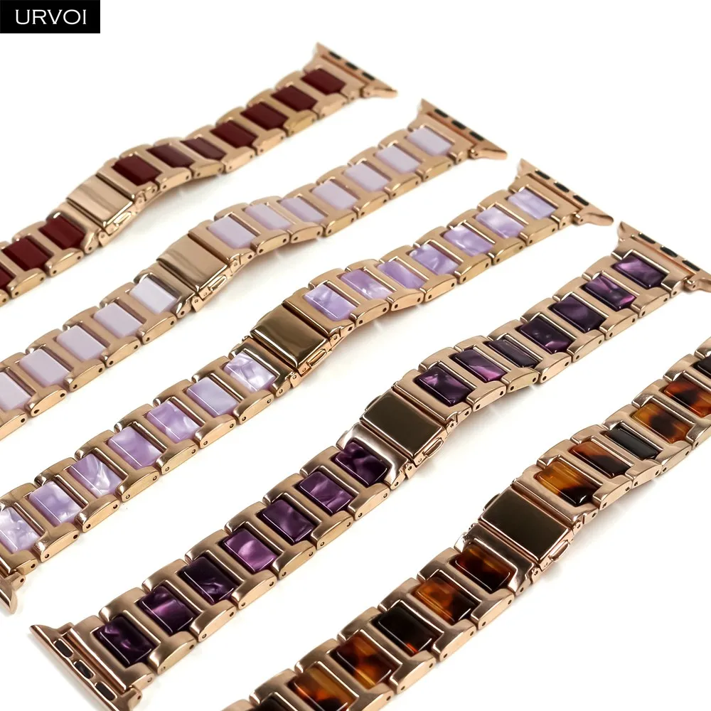 Браслет URVOI link для Apple Watch series 6 SE 5 4 3 2 1 браслет iwatch из нержавеющей стали с резиновым