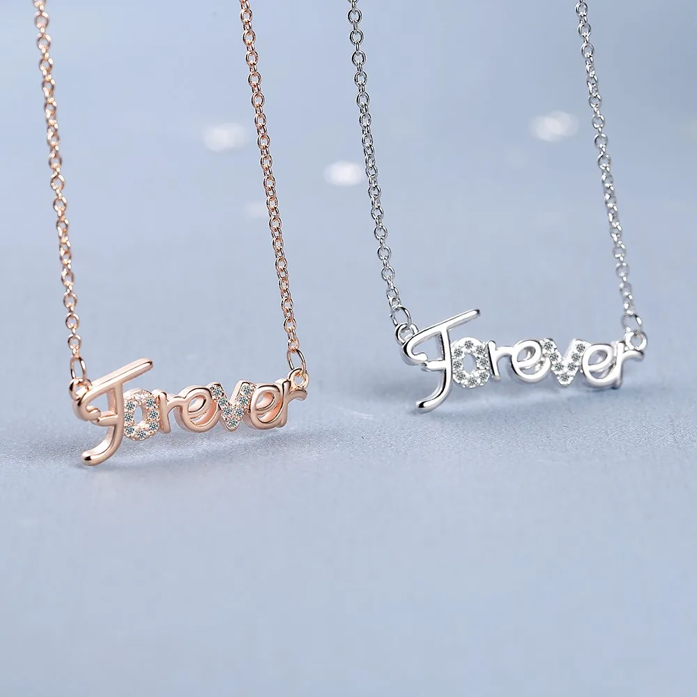 

18Kc Rose Gold Plate "FOREVER" Necklace Gifts for Women Mom Sisters Best Friends